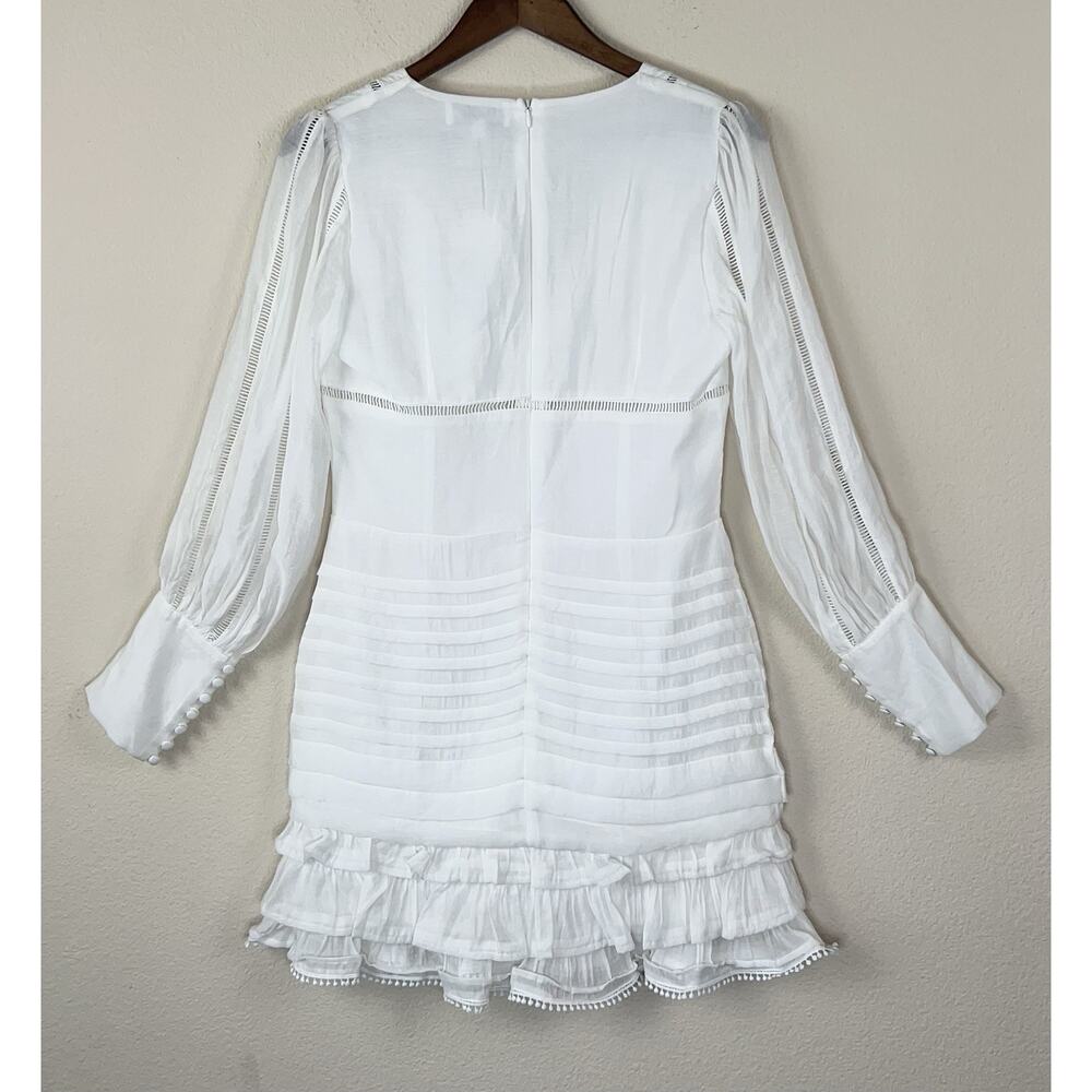 AMYLYNN White Romantic Ruffle Mini Dress M Long Sleeve Cottagecore NWT - Picture 4 of 10